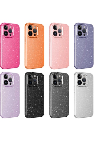 Apple Uyumlu iPhone 14 Pro Max Kılıf Kamera Korumalı Simli Lüks Zore Koton Kapak Lila