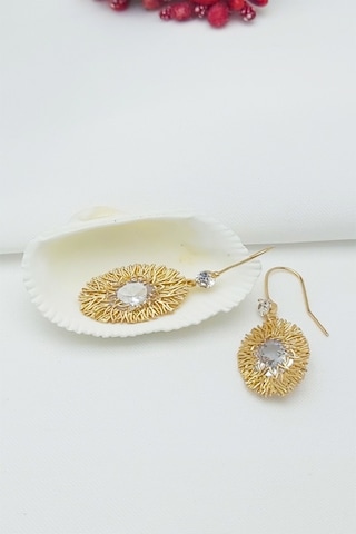 Rose Altın Kaplama Vip Seri Xuping Zirkon Taşlı Oval Küpe 2,5 CM Rose Gold