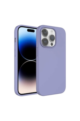 Apple Uyumlu iPhone 14 Pro Kılıf Sıvı Teknolojili Silinebilir Sert Zore Kivi Kapak Lavendery Gray
