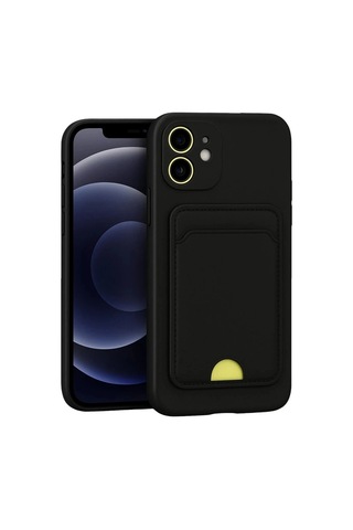 Mey İthalat Apple iPhone Uyumlu 11 Kılıf Kelvin Kartvizitli Silikon - Siyah