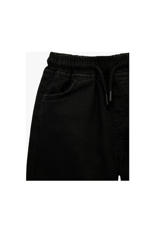 Koton Erkek Çocuk Beli Bağcıklı Cep Detaylı Slim Fit Denim Şort Siyah