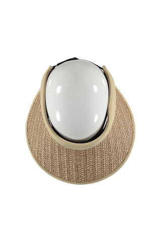 Uv Korumalı 50 Faktör Kadın Hasır Vizör Şapka Örgü Tasarım Vizör Açık Kahve Açık Kahverengi