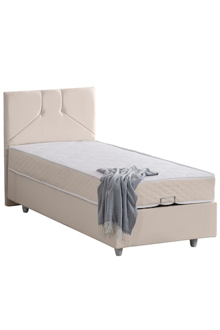 Wick Tek Kişilik Baza Başlık Letto Yatak Seti - Krem 90 x 190