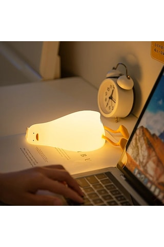 Hpytech Sevimli Ördek Dokunmatik Led Işıklı Şarjlı Gece Lambası Beyaz