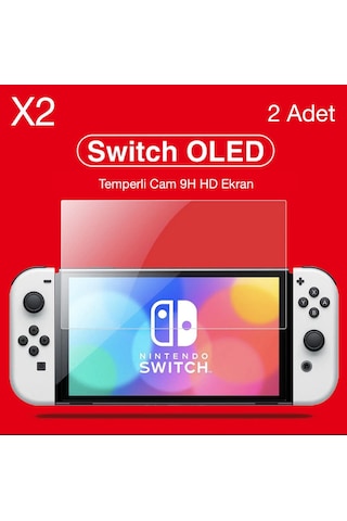 Nintendo Switch Oled Temperli Cam Ekran Koruyucu 2 Adet 9H