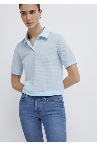 Mavi - Çizgili Mavi Polo Tişört 1614310-91728