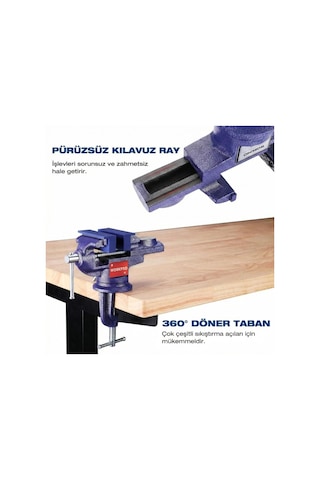 Workpro Wp233010 65mm 360 Döner Tabanlı Örslü Profesyonel Mini Tezgâh Mengene Fr Wp233010