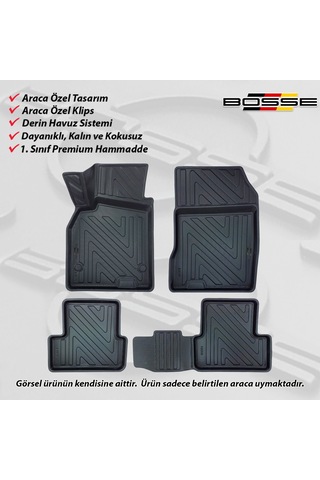 Renault Fluence Paspas Araca Özel 2009 2016 BOSSE 3D Havuzlu Oto Paspas