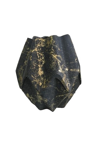 Burgulu Seramik Saksı Siyah -altın Sarısı Renk