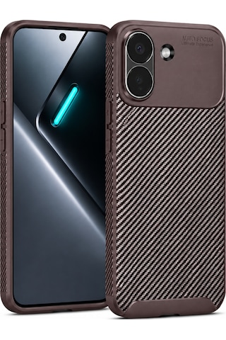 Xiaomi Poco X8 Pro Max Kılıf Karbon Silikon Case Kahverengi