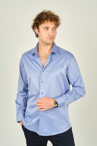 Figs Erkek Slim Fit Uzun Kollu Pamuklu Parlak Kumaş Gömlek 0013 Koyu Mavi Koyu Mavi