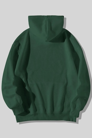 Ying Yang Kedi Baskılı Unisex Yeşil Kanguru Cepli Kapüşonlu Sweatshirt Hoodie Yeşil