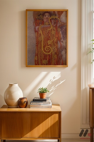 Gustav Klimt Altın Figür, Ahşap Çerçeveli Duvar Tablosu - Sanatsever Hediyesi