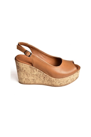 Fox Shoes S996063509 Taba Dolgu Topuklu Kadın Ayakkabı Taba