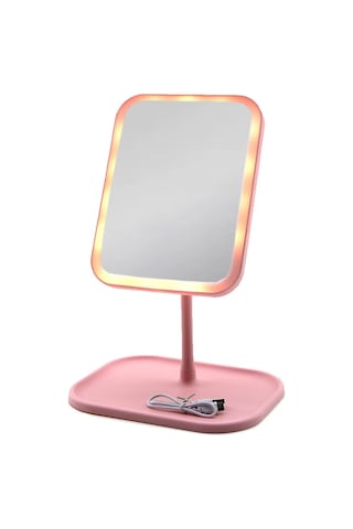 Dikdörtgen 7 Inc Ledli - Usb Şarjlı Makyaj Aynası 90 Açı Ayarlı Takılı Ayak Renkli Pls İ11-017 5047