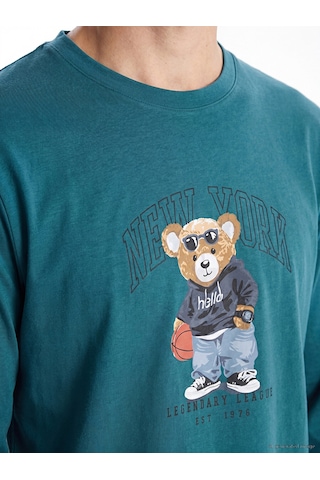 Lc Waikiki Lc Waıkıkı Petrol Regular Fit Teddy Baskılı Erkek Pijama Takımı