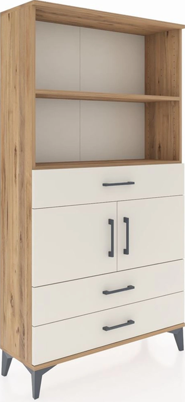 Arges Dolap 3 Raflı 3 Çekmeceli 2 Kapaklı 88x30x163 Çam-aytaşı Çam