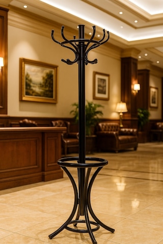 Lüks Siyah Kalın Metal Den Portmanto Askılık Üreticiden 100 Kg Kapasiteli Siyah