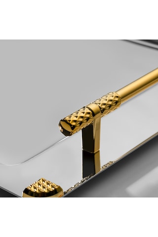 Paris Altın Saten 2'li Çelik Tepsi Seti