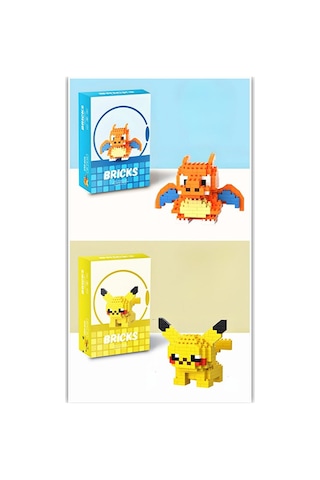 Brıcks Pikachu & Charizard 2 Li Set Pokemon Uyumlu Mini Yapı Bl