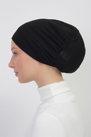 Lastikli Kaymaz Geçmeli Pratik Tesettür Bone Siyah