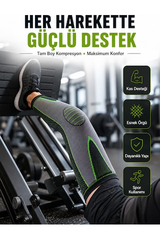 Diz Destekliği Fitness, Koşu Ve Antrenman İçin Kompresyon Dizlik - Lisinya Gri