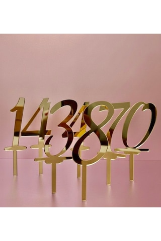 Rakam Pleksi Pasta Süsü Gold Çubuklu - 3x8 Cm + 4 Cm Çubuk 9+ Rakam Pleksi Pasta Süsü Gold Çubuklu - 3x8 Cm + 4 Cm Çubuk 9+