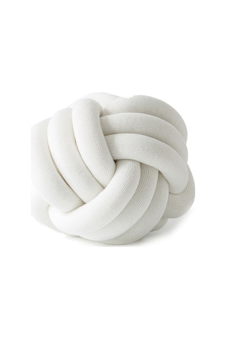 Sones El Yapımı Düğümlü Top Yastık, Boyut: Çap: 25 30cm Beyaz