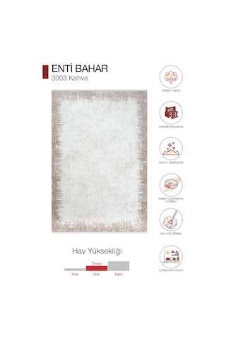 Enti Bahar 3003 Kahverengi Halı - Klasik Eskitme Desenli Koridor Halısı