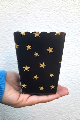 8'li Siyah Gold Yaldızlı Adam Mısır Kutusu - Popcorn Kutusu - Doğum Günü İkram Hediye - Orta Boy Standart