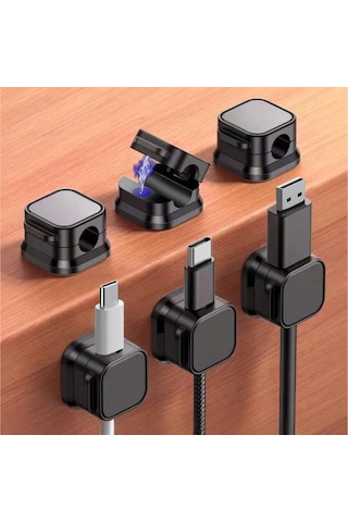 Coofbe 6 Adet Set Yapışkanlı Manyetik Kapaklı Kablo Düzenleyici Kablo Organizer Kablo Düzenleyici 25cm-300lü