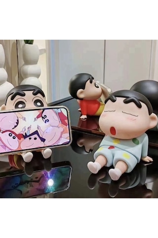 Dofolink Crayon Shin-chan Pvc Akıllı Telefon Tutucu Hareketli Model - Masaüstü Dekoratif Figür Oyuncağı 10cm 2 M