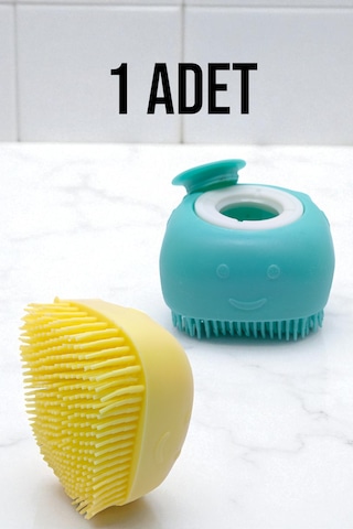 Duş Jeli Hazneli Banyo Masaj Fırçası Silikon Fırça Vücut Temizleme Peeling Kesesi Kedi Köpek Fırçası