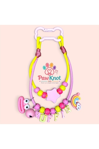 Bubblegum Evcil Hayvan Paracord Kedi/köpek Kolyesi Pembe - Sarı