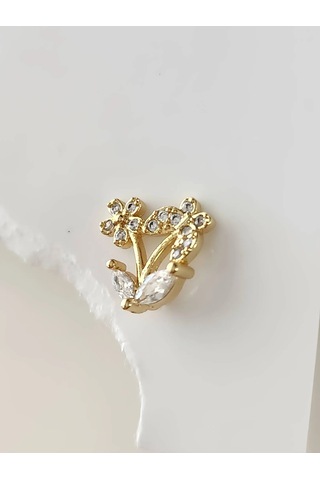 Kelebek Çiçek Yıldız Model Kıkırdak Piercing Tragus Helix Altın Gold Renk Küpe Gold