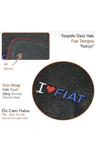 Point Fiat Tempra Torpido Örtüsü Torpido Halısı Nakışlı 1