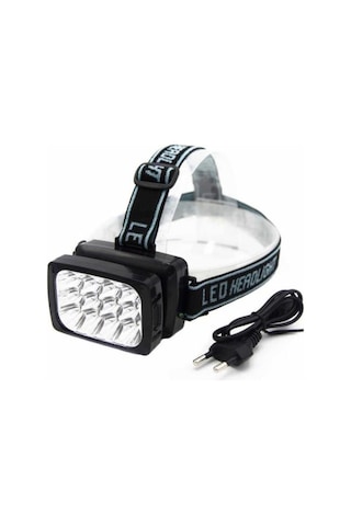 12 Ledli Güçlü Şarjlı Kafa Lambası Siyah