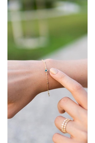 Altın Nazar Bileklik 19 Cm BL14736 Sarı Altın