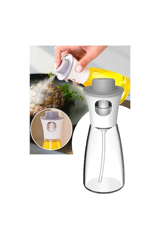 220 Ml Yağdanlık Çok Amaçlı Spreyli Cam Yağ Ve Sirke Şisesi Yağlık Beyaz