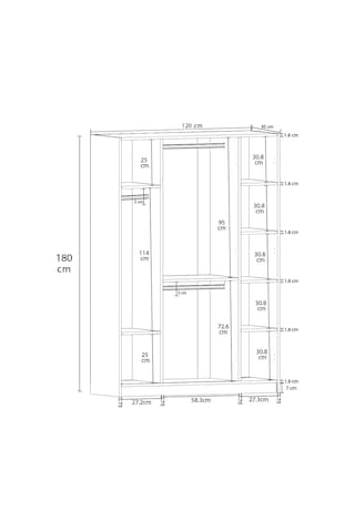 Asra Trend 4 Kapaklı Gardırop G-08 %100 MDF Fonksiyonel Kıyafet Dolabı Koyu Gri
