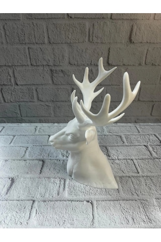 Beyaz Geyik Biblo 23 Cm Dekoratif Modern Tasarım