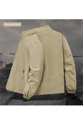 Sonbahar Yeni Rahat Nefes Alabilen Yumuşak Sade Erkek Ceketi Haki