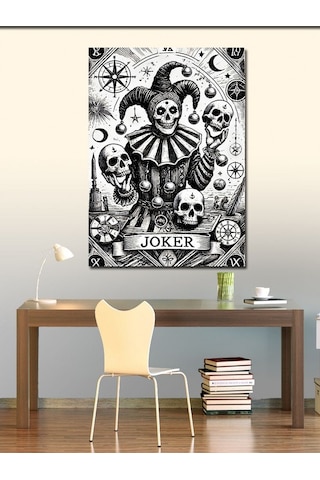 Kanvas Tablo Kafatası Joker Çizimi 50cmx70cm