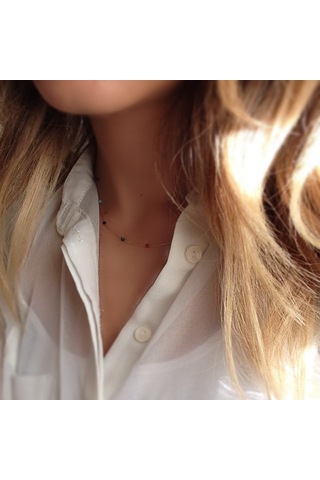 Glorria Glorria Altın Renkli Taşlı Sıra Kolye