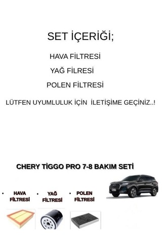 Chery Tiggo 7-8 Pro, Omoda 5 22 Benzinli Motorlar İçin Bakım Seti 3Lü - Hava + Yağ F. + Polen Chery Tiggo 7-8 Pro, Omoda 5 22 Benzinli Motorlar İçin Bakım Seti 3Lü - Hava + Yağ F. + Polen