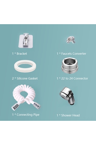 Xindoker Abs Duş Seti, 2 Seviye Ayarlı, Faucet Konvertörü, Bağlantı Borusu Ve Tutucu İle Tam Donanımlı