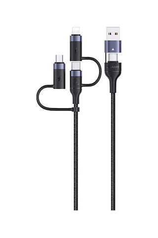 Flybuy Usams Us-sj547 U62 Usb-c + Type-c / Usb + 8 Pin + Mikro Alüminyum Alaşımlı Pd Hızlı Şarj Kablosu, 1,2 M Uzunluk