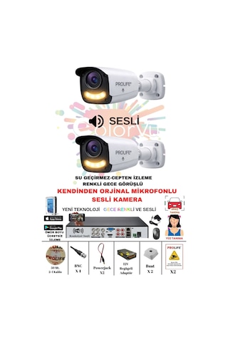 2 Li Sesli Güvenlik Kamerası 5 Mp Gece Renkli Yüz Ve Araç Tanımalı Full Hd Kamera Sistemi
