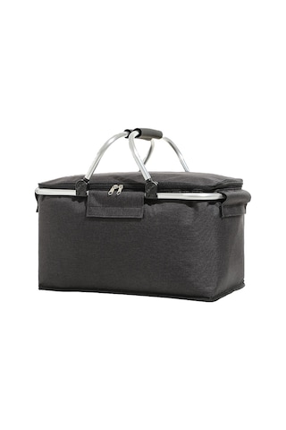 Katlanır Piknik Sepeti Oxford Kumaş Yalıtımlı Sepet Çok Fonksiyonlu Piknik Çantası-siyah Siyah