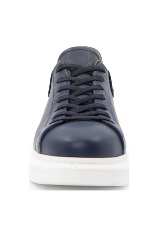 Günlük Gizli Topuklu Lacivert Hakiki Deri Boy Uzatan Ayakkabı Lacivert